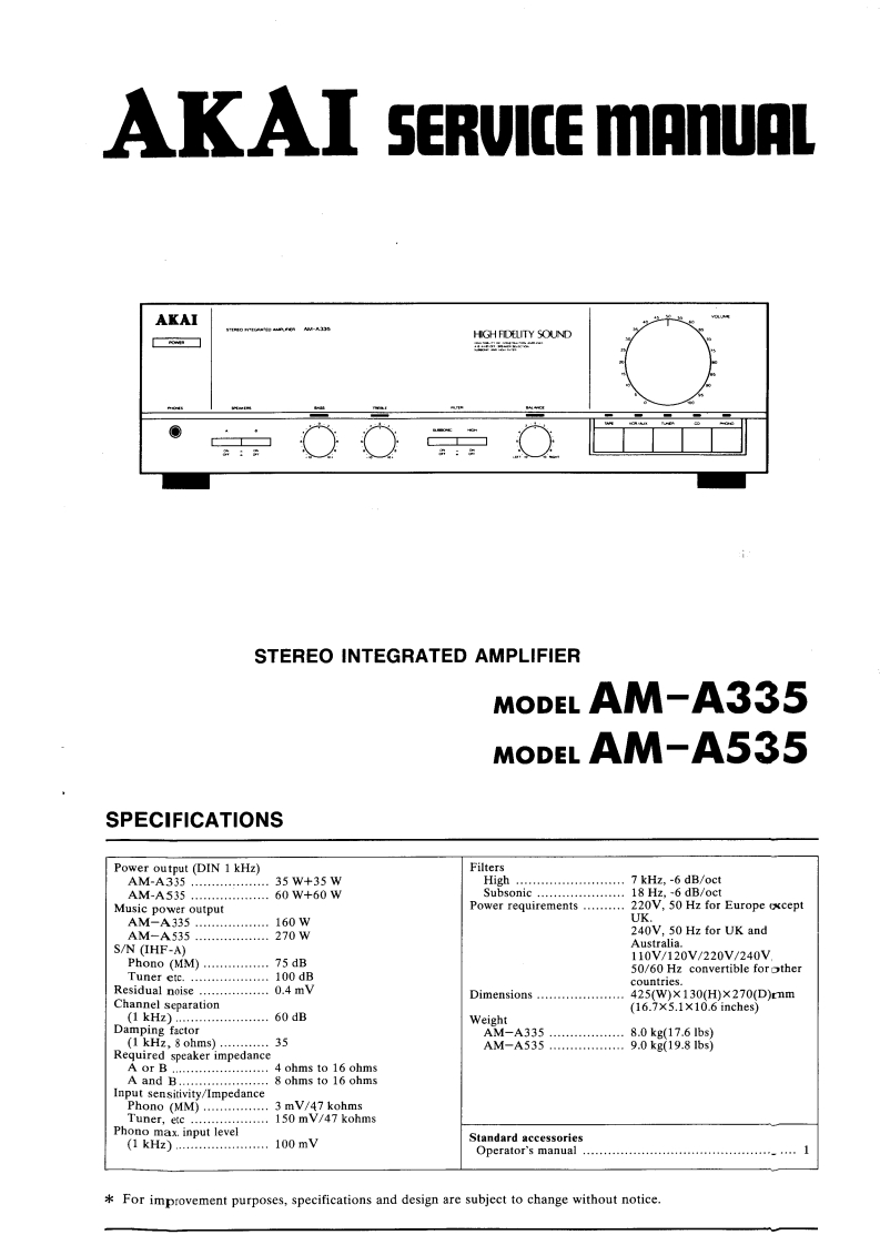 Akai-AMA535-int-维修说明书手册含电器原理图