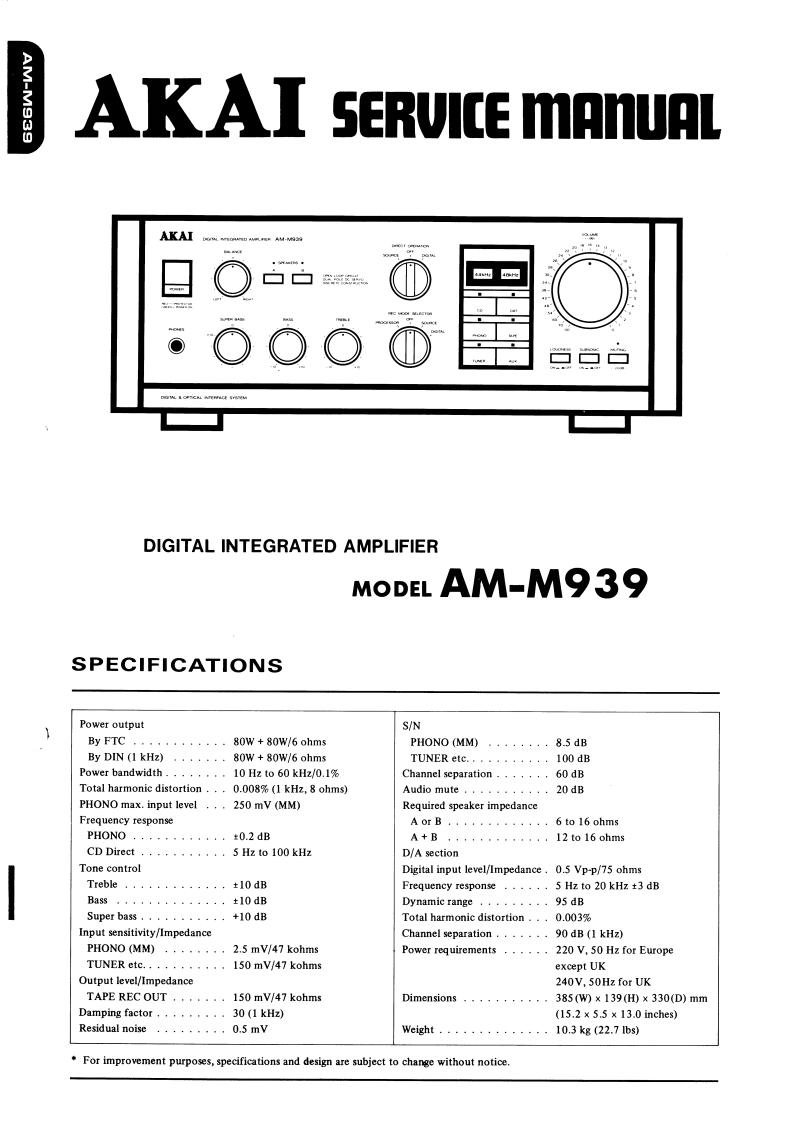 Akai-AMM939-int-维修说明书手册含电器原理图
