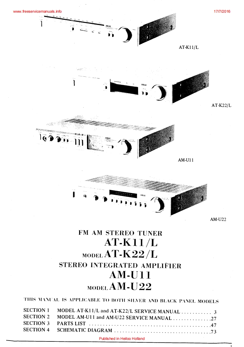 Akai-AMU11L-int-维修说明书手册含电器原理图