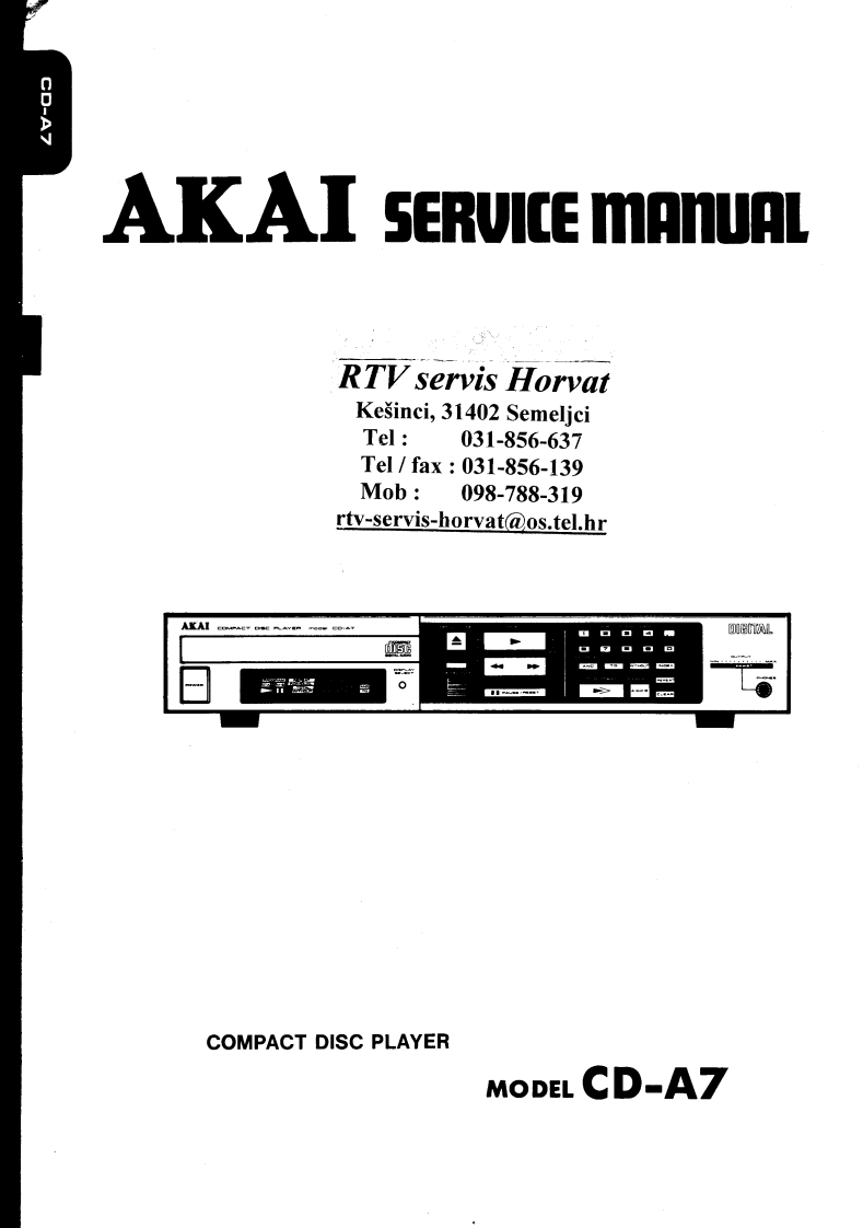 Akai-CDA7-cd-维修说明书手册含电器原理图
