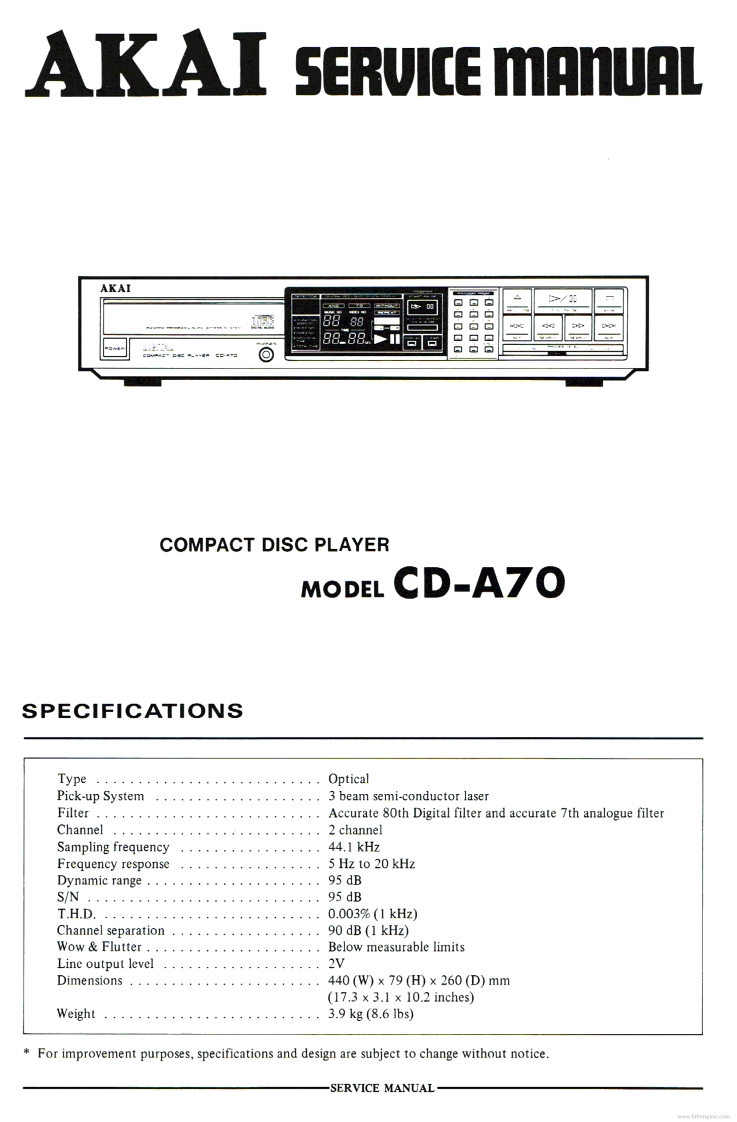 Akai-CDA70-cd-维修说明书手册含电器原理图