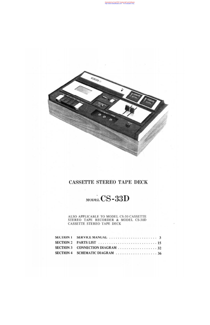 Akai-CS33D-tape-维修说明书手册含电器原理图