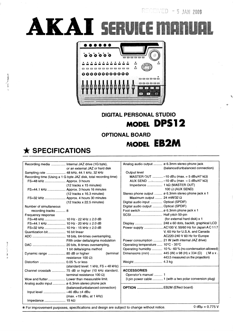 Akai-DPS12-mix-维修说明书手册含电器原理图