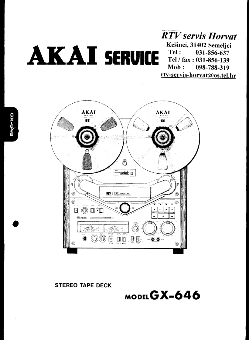 Akai-GX646-tape-维修说明书手册含电器原理图