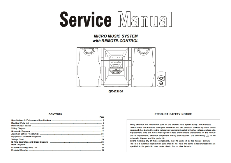 Akai-QXD3100-cs-维修说明书手册含电器原理图