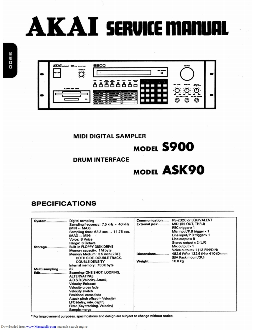 Akai-S900-mds-维修说明书手册含电器原理图