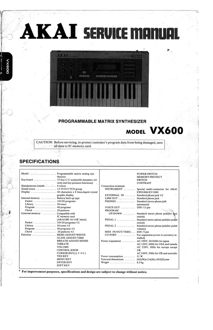 Akai-VX600-pms-维修说明书手册含电器原理图