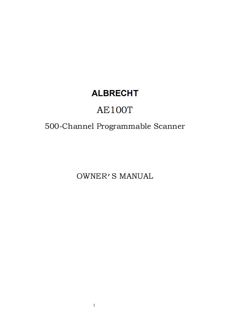 Albrecht_AE100T_Manual操作说明书手册