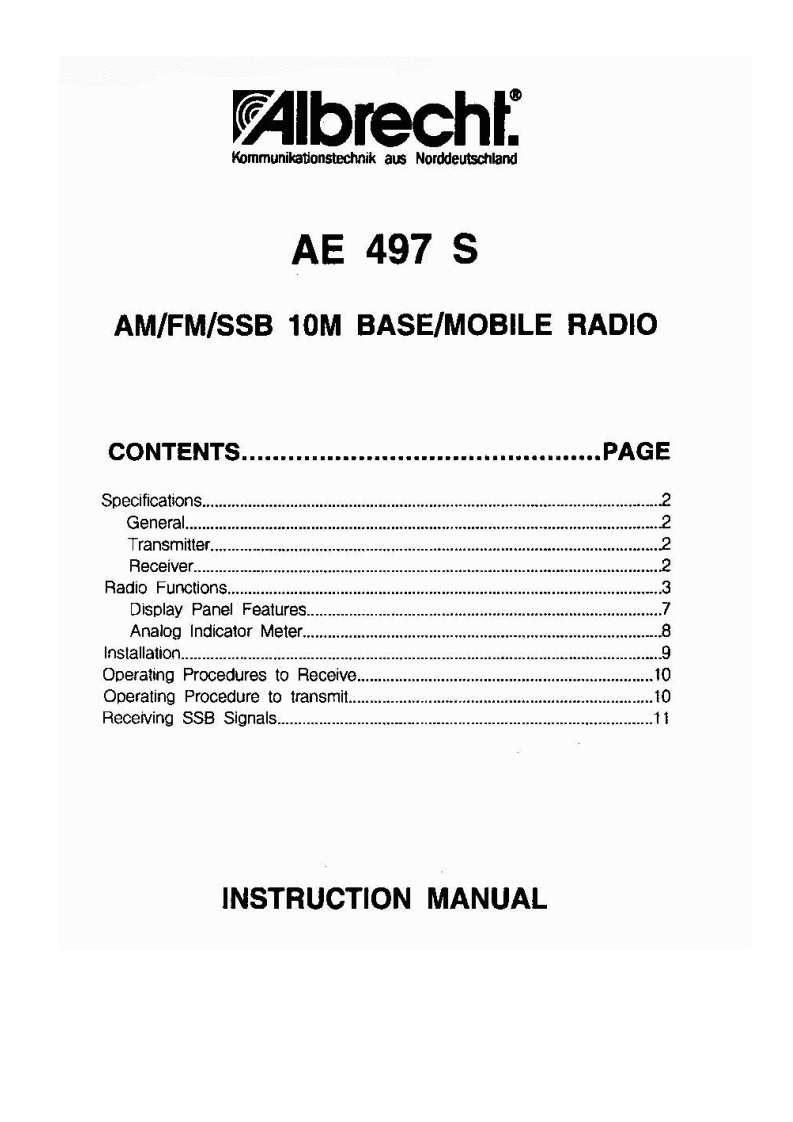 Albrecht_AE497S_Manual操作说明书手册