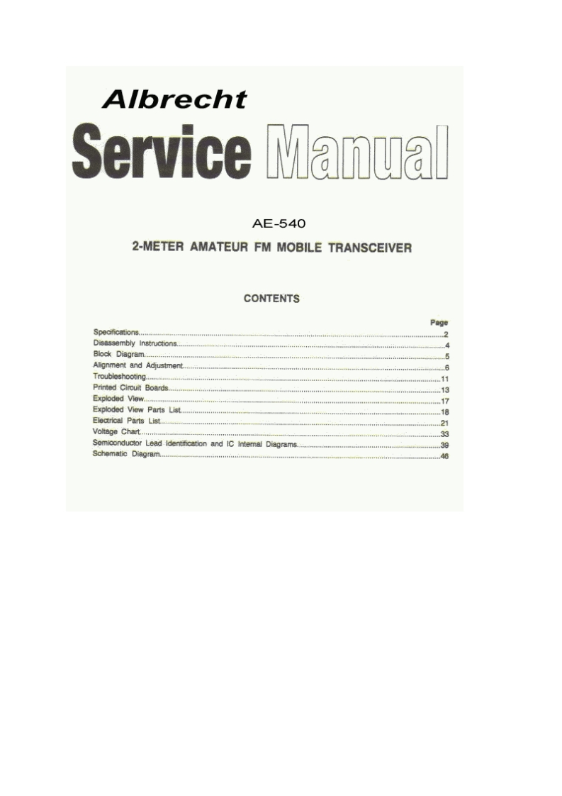 Albrecht_AE540_Service_Manual维修手册含电器原理图