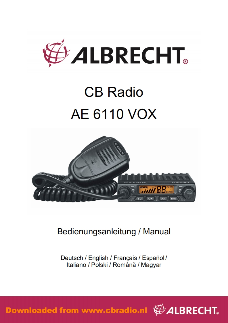 Albrecht_AE6110_VOX_10_2020_ENG_DE_FR_ITA_HU_PL_RO操作说明书手册