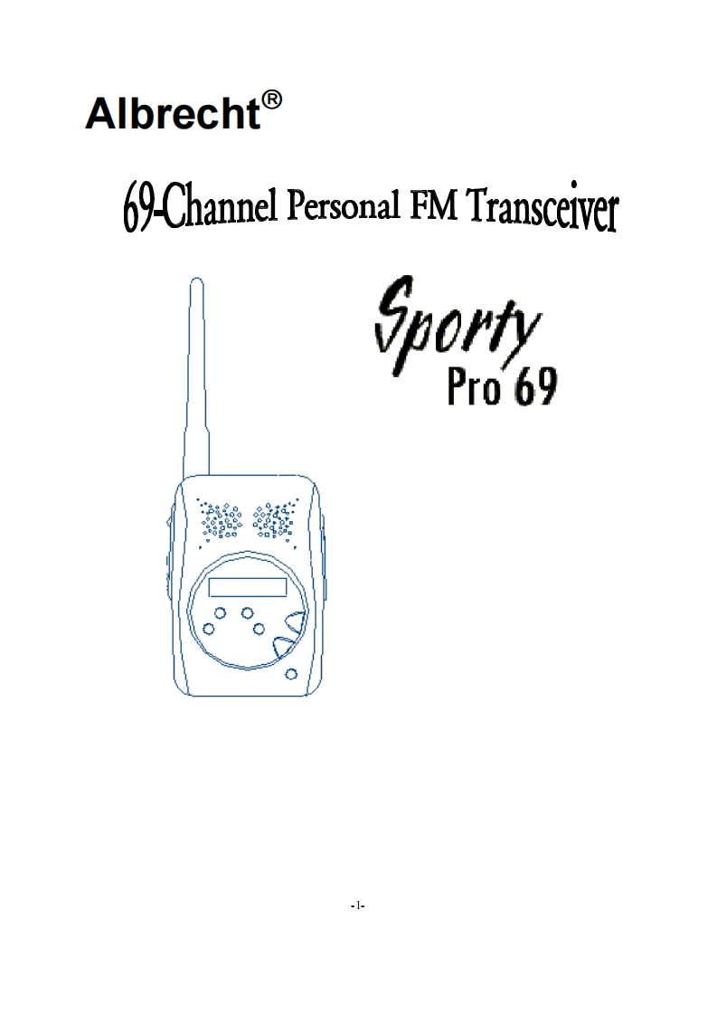 Albrecht_Sporty_Pro_69_Manual操作说明书手册