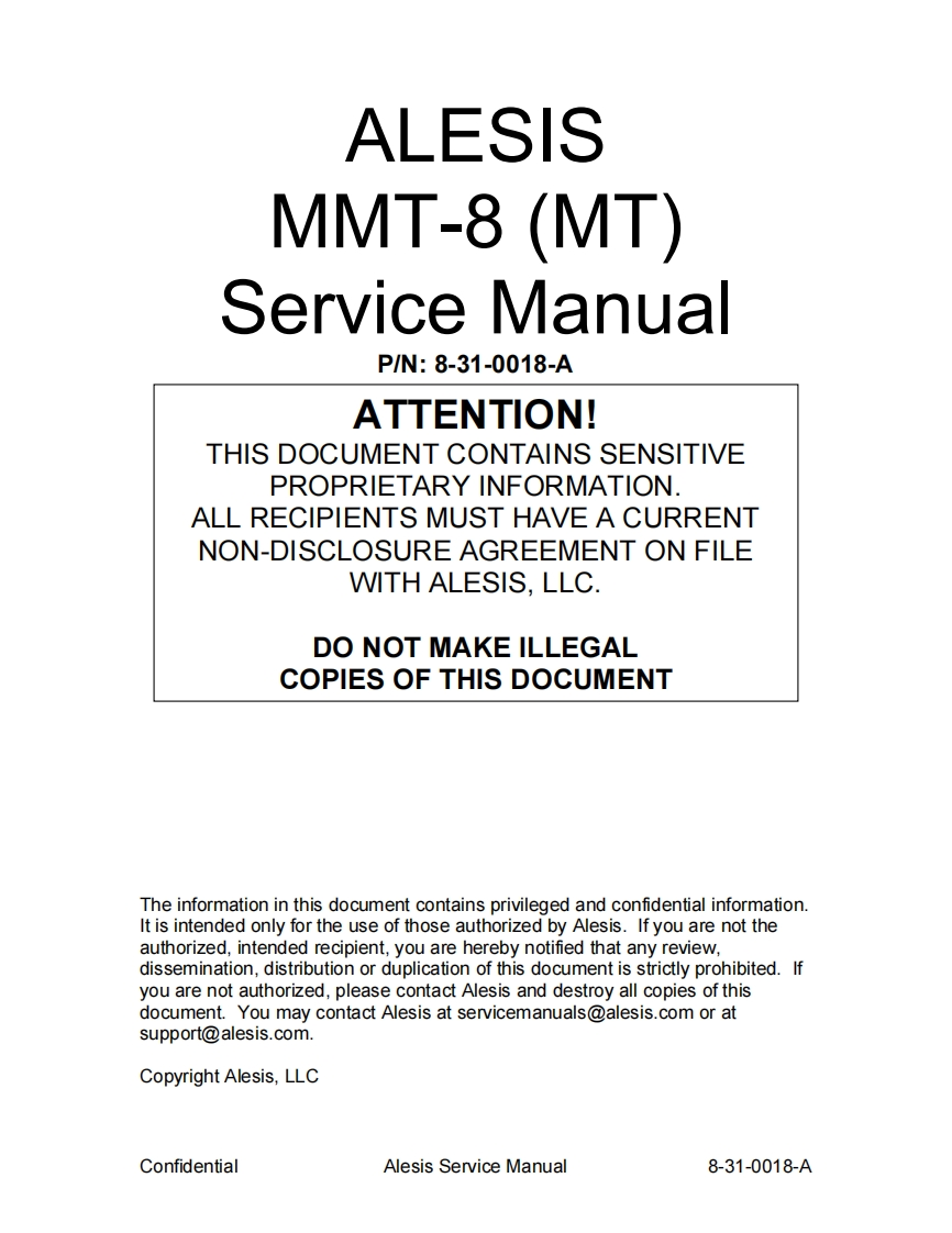 Alesis-MMT8-service-manual维修操作说明书手册