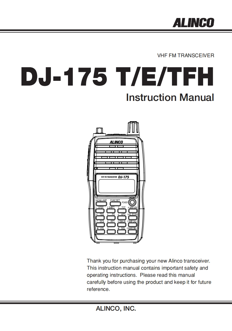 Alinco---DJ-175T-Instruction-Manual操作说明书手册
