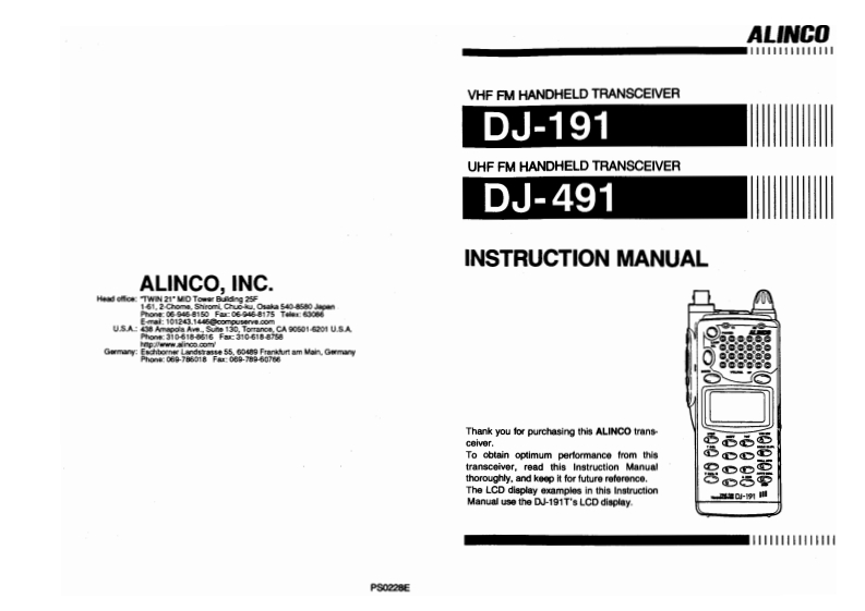 Alinco---DJ-191-Instruction-Manual操作说明书手册