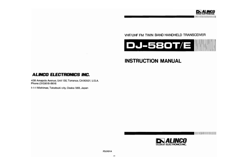 Alinco---DJ-580T-Instruction-Manual操作说明书手册