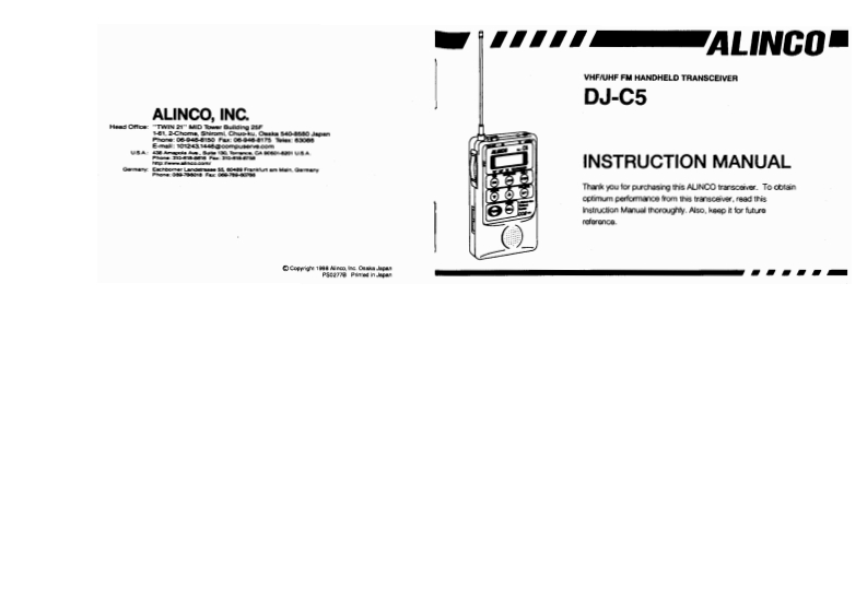 Alinco---DJ-C5-Instruction-Manual操作说明书手册