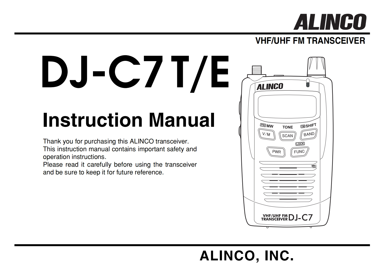 Alinco---DJ-C7T-Instruction-Manual操作说明书手册