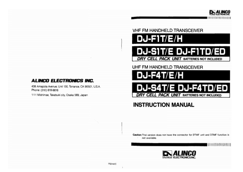 Alinco---DJ-F1-Instruction-Manual操作说明书手册