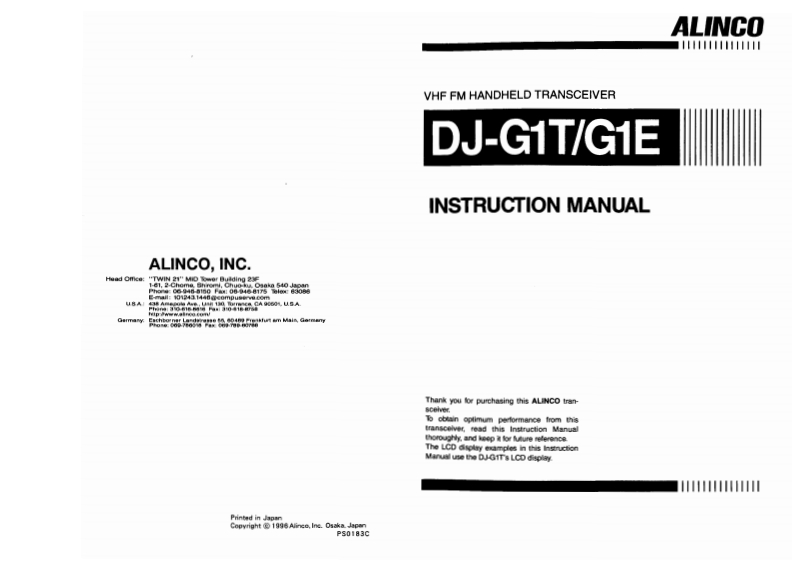 Alinco---DJ-G1T-Instruction-Manual操作说明书手册