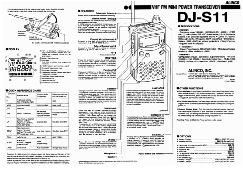 Alinco---DJ-S11-Instruction-Manual操作说明书手册
