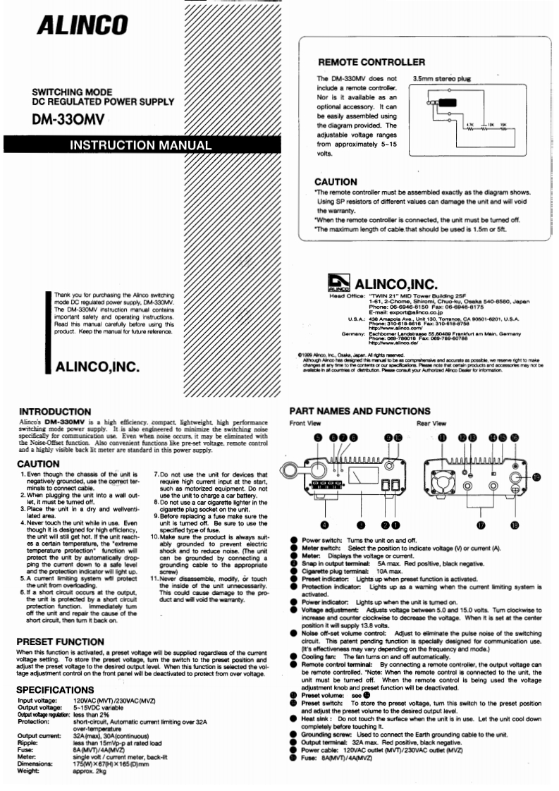 Alinco---DM-330MV-Instruction-Manual操作说明书手册