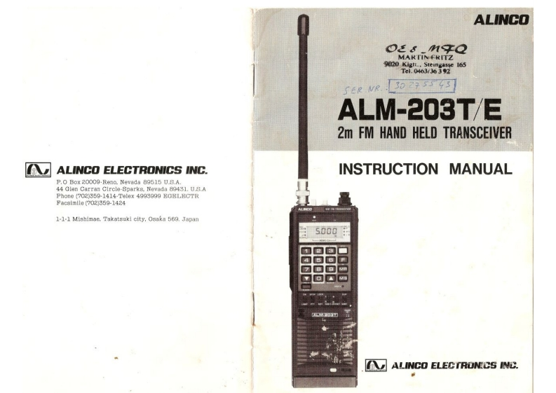 Alinco_ALM-203_使用说明书手册