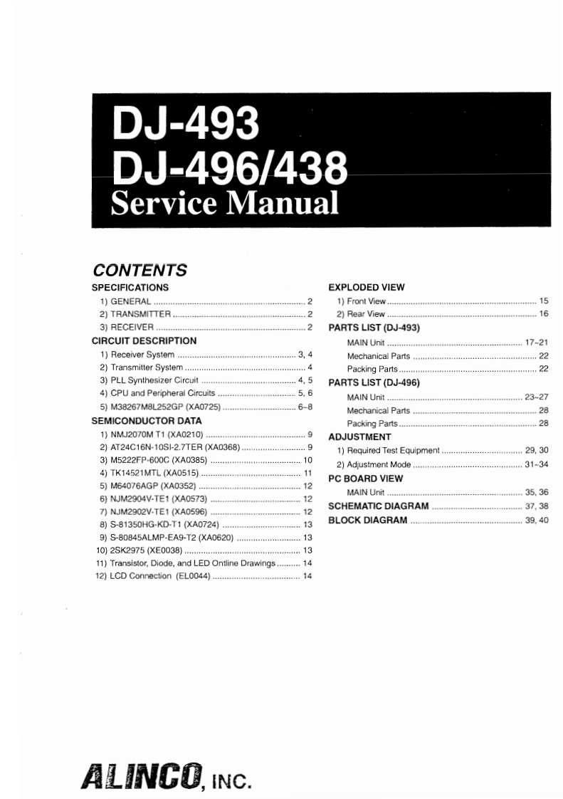 Alinco_DJ-438_DJ-493_DJ-496_维修维护电器原理图手册