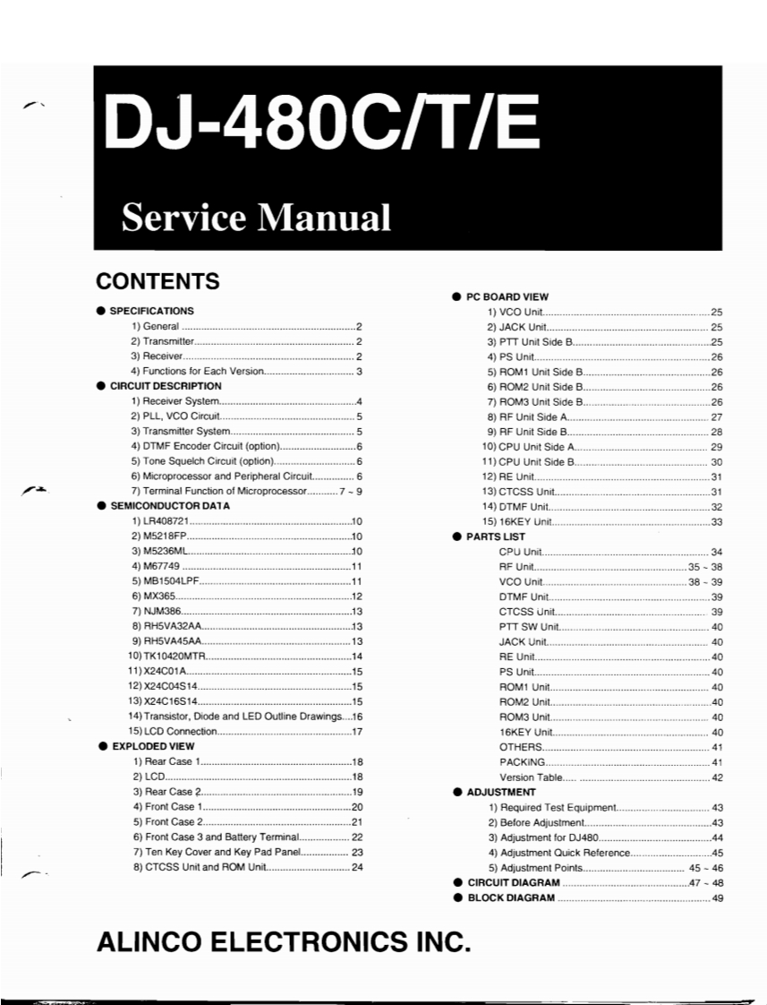 Alinco_DJ-480_维修说明书手册