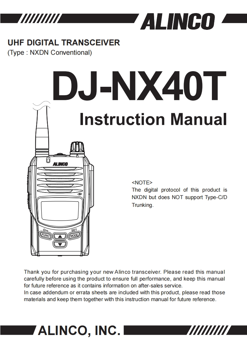Alinco_DJ-NX40T_使用说明书手册
