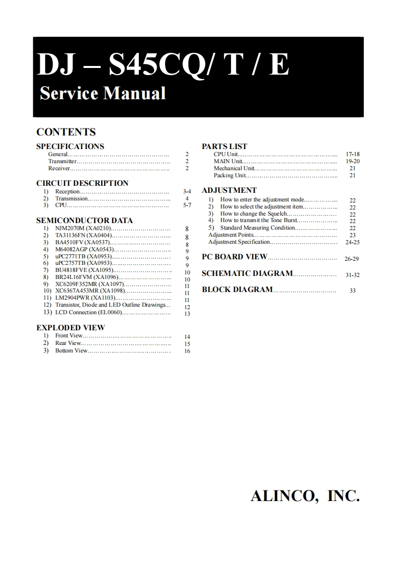 Alinco_DJ-S45_维修说明书手册