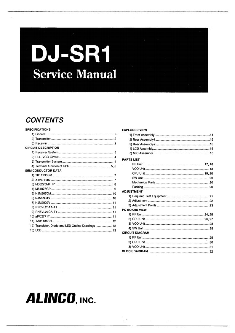 Alinco_DJ-SR1_维修说明书手册