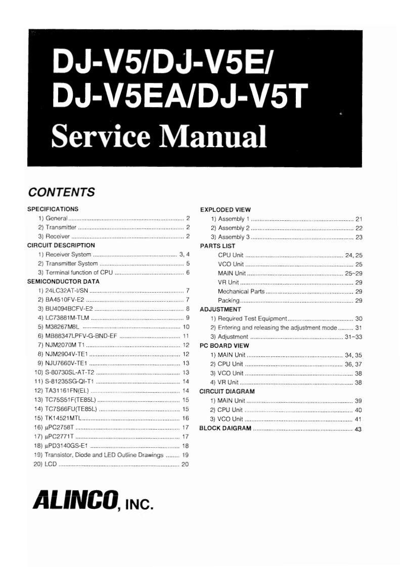 Alinco_DJ-V5_维修说明书手册