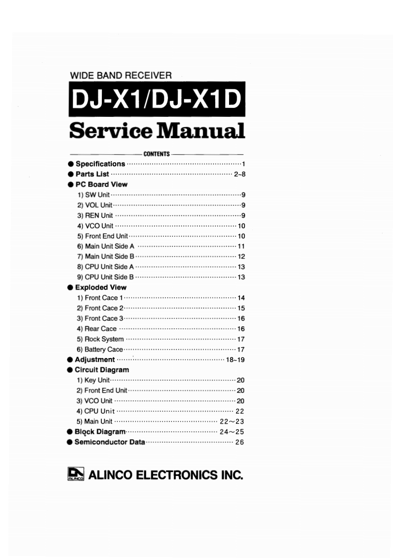 Alinco_DJ-X1_DJ-X1D_维修说明书手册