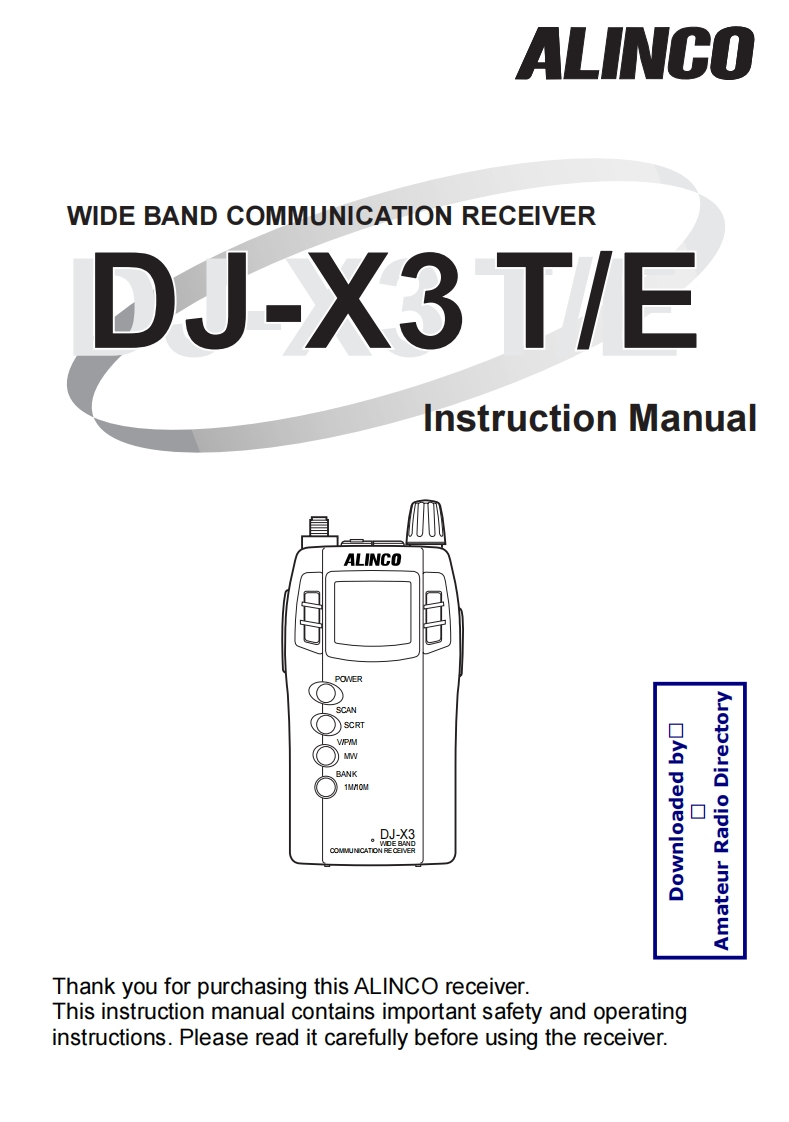 Alinco_DJ-X3_使用说明书手册