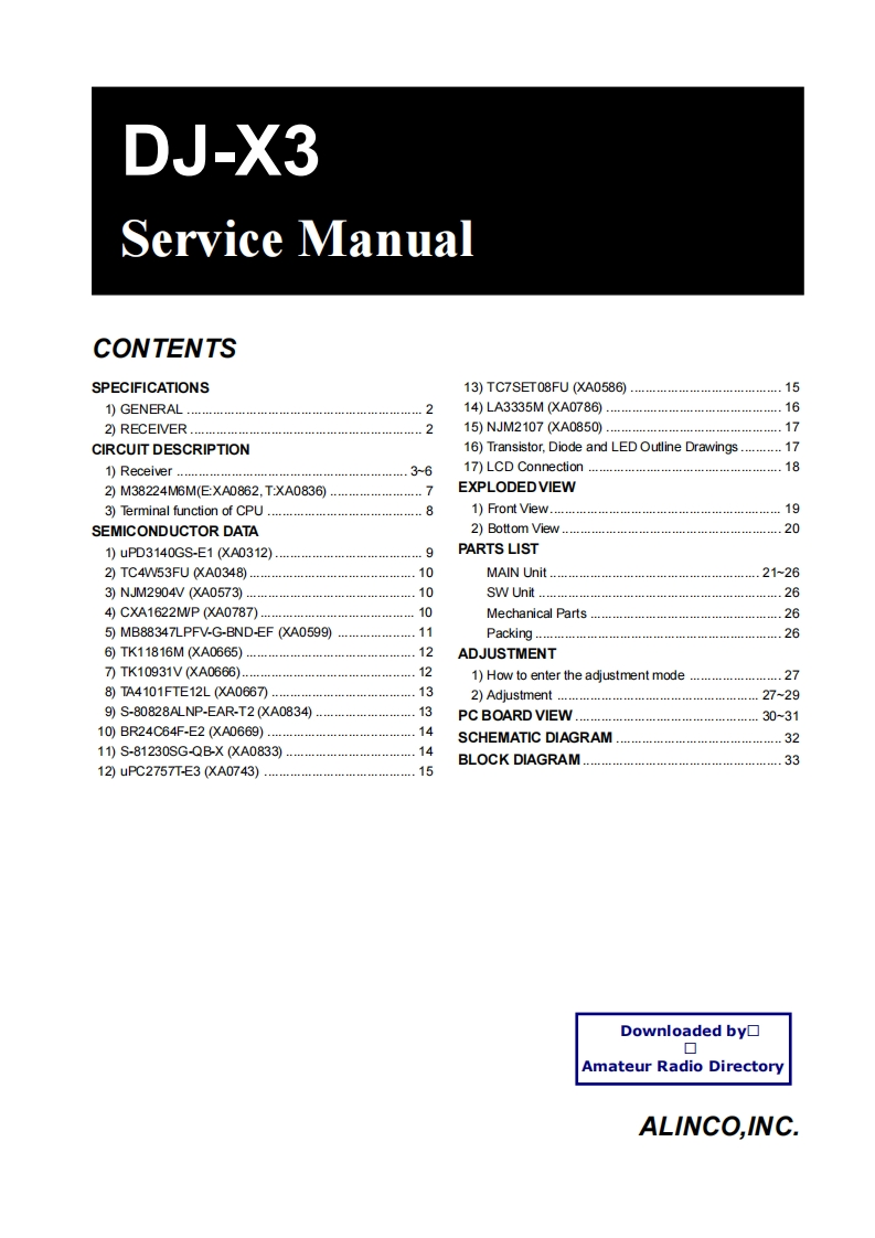 Alinco_DJ-X3_维修说明书手册