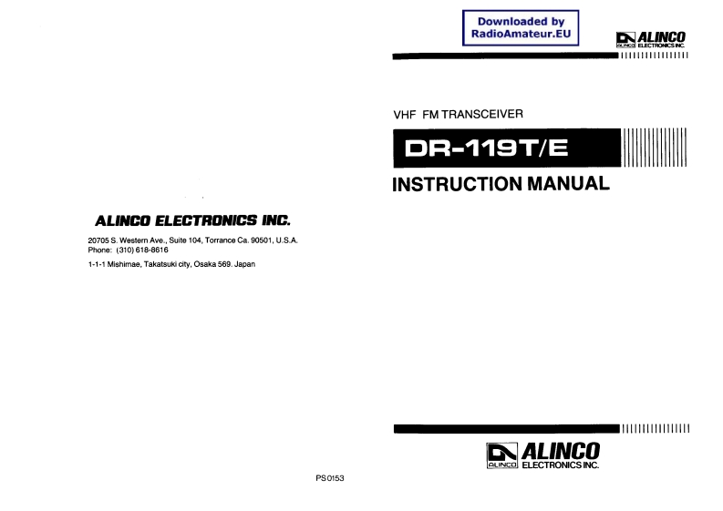 Alinco_DR-119T_DR-119E_使用说明书手册