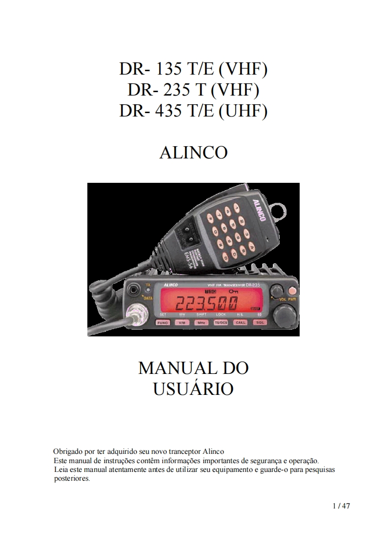 Alinco_DR-135_DR-235T_DR-435_使用说明书手册_PT