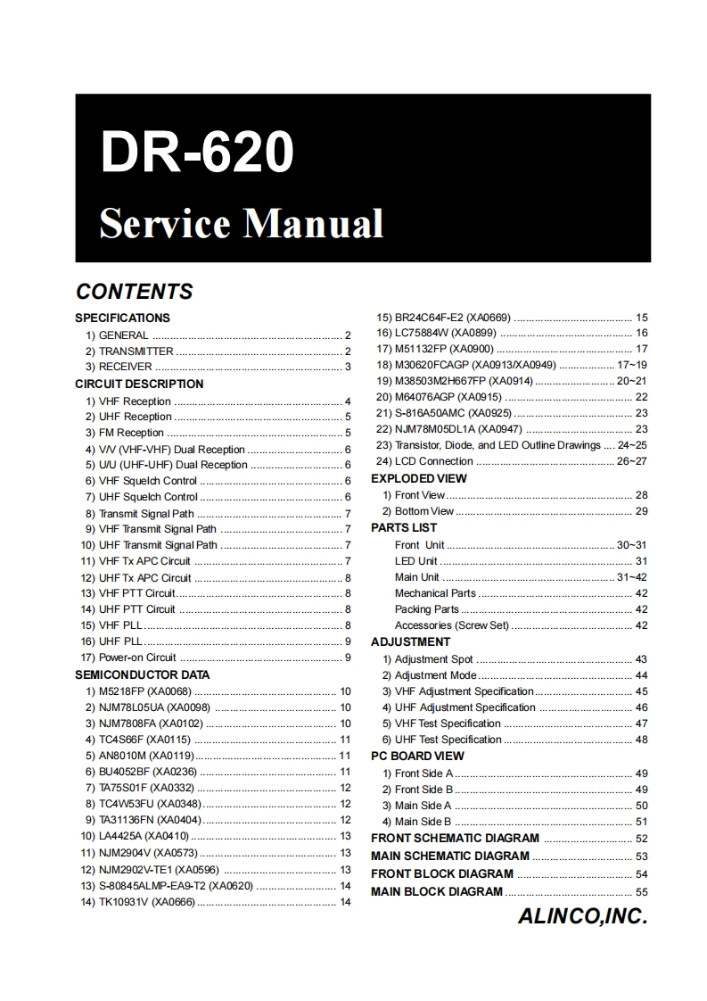 Alinco_DR-620_维修维护电器原理图手册