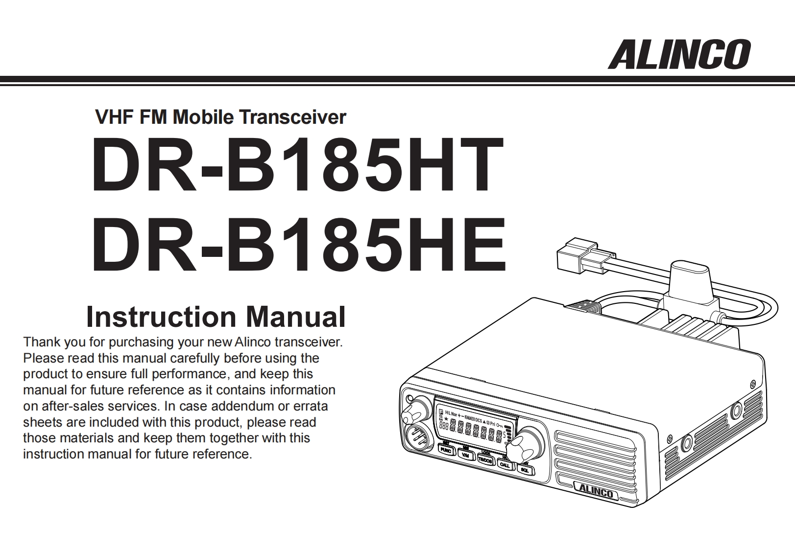Alinco_DR-B185_使用说明书手册