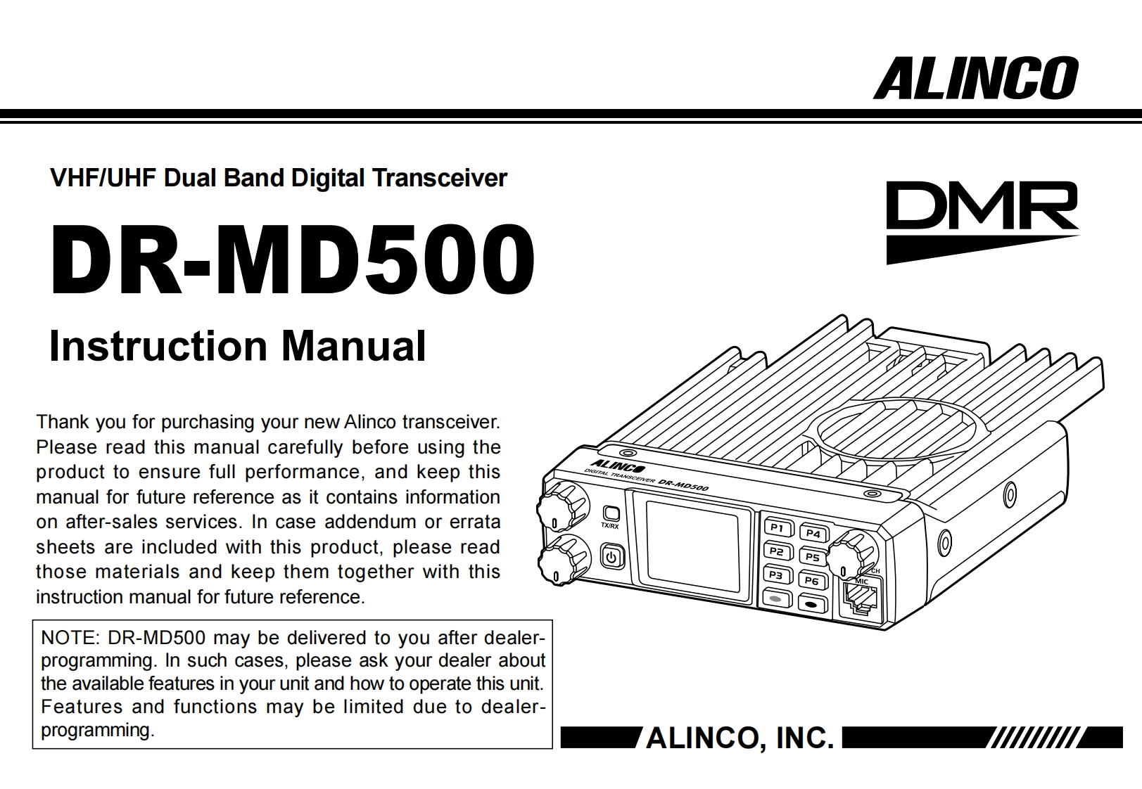 Alinco_DR-MD500_使用说明书手册_2021