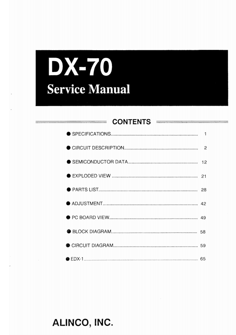 Alinco_DX-70_and_EDX-1_维修说明书手册