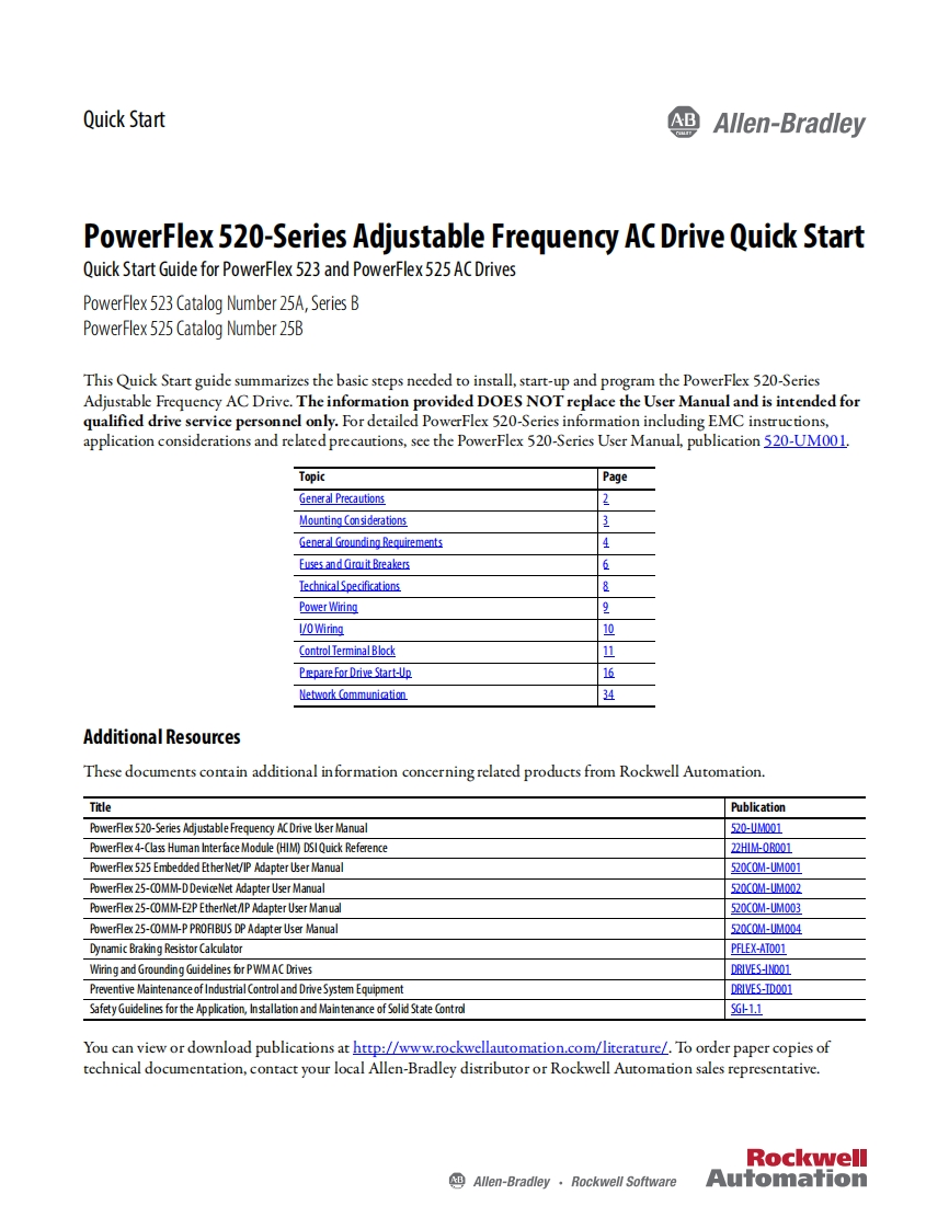 Allen-Bradley-PowerFlex-520-Manual变频器操作说明书手册-ENG