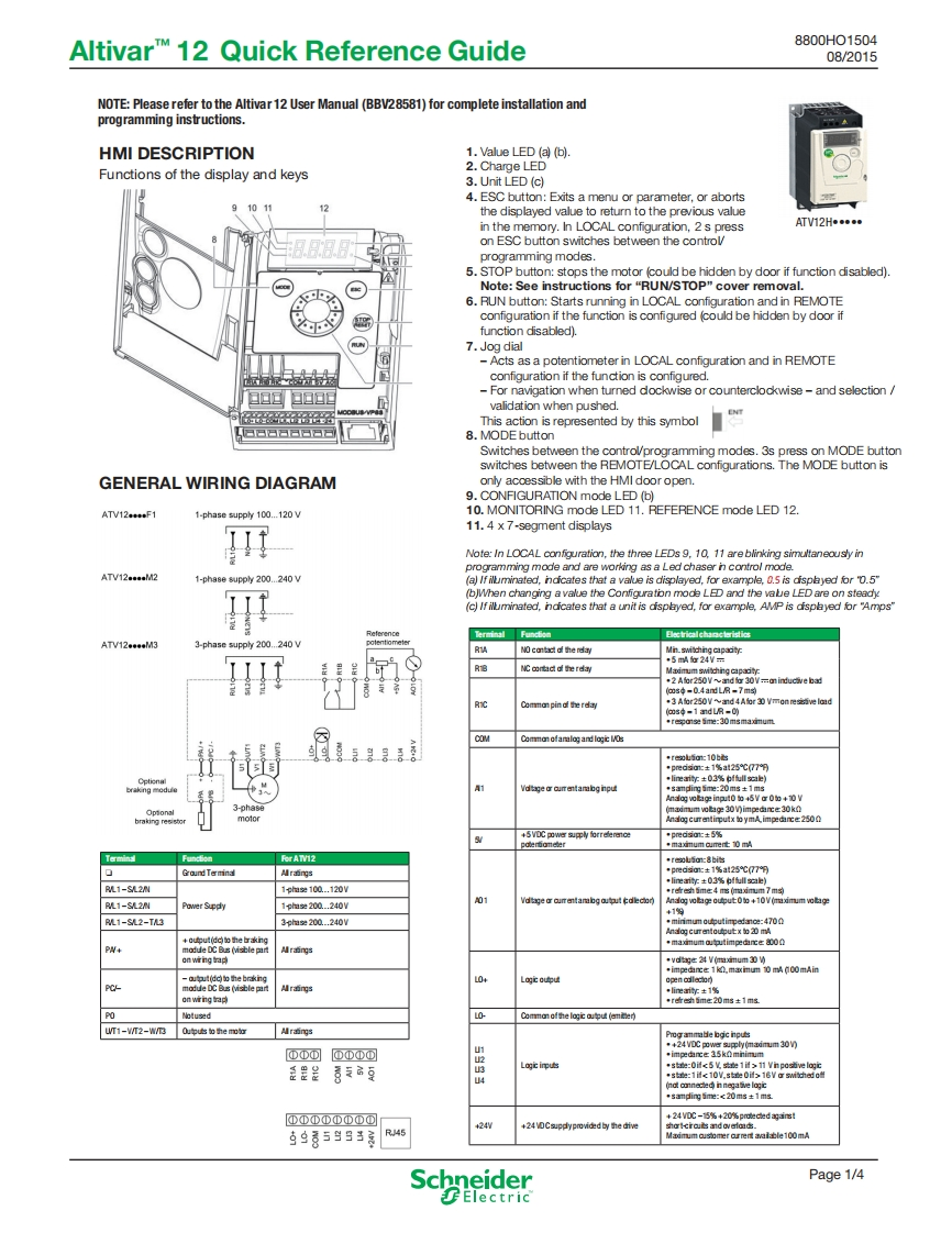 Altivar12-QuickReferenceGuide安装操作说明书手册