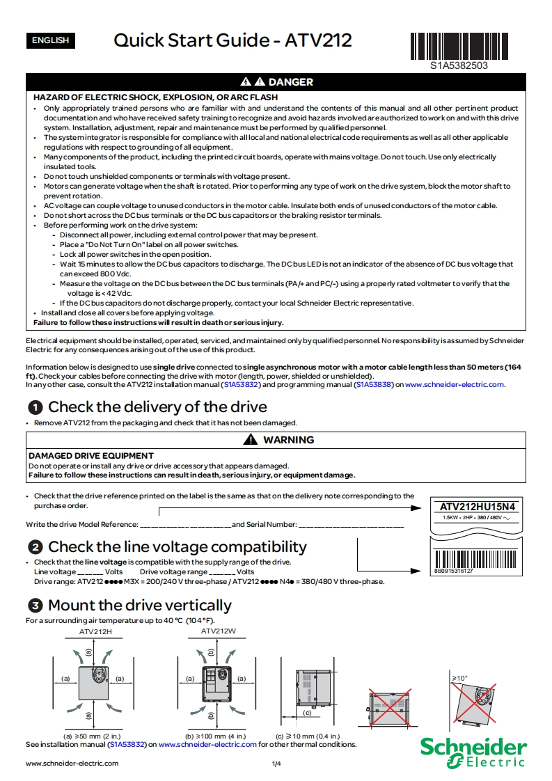 Altivar212-Quickstartguide安装操作说明书手册