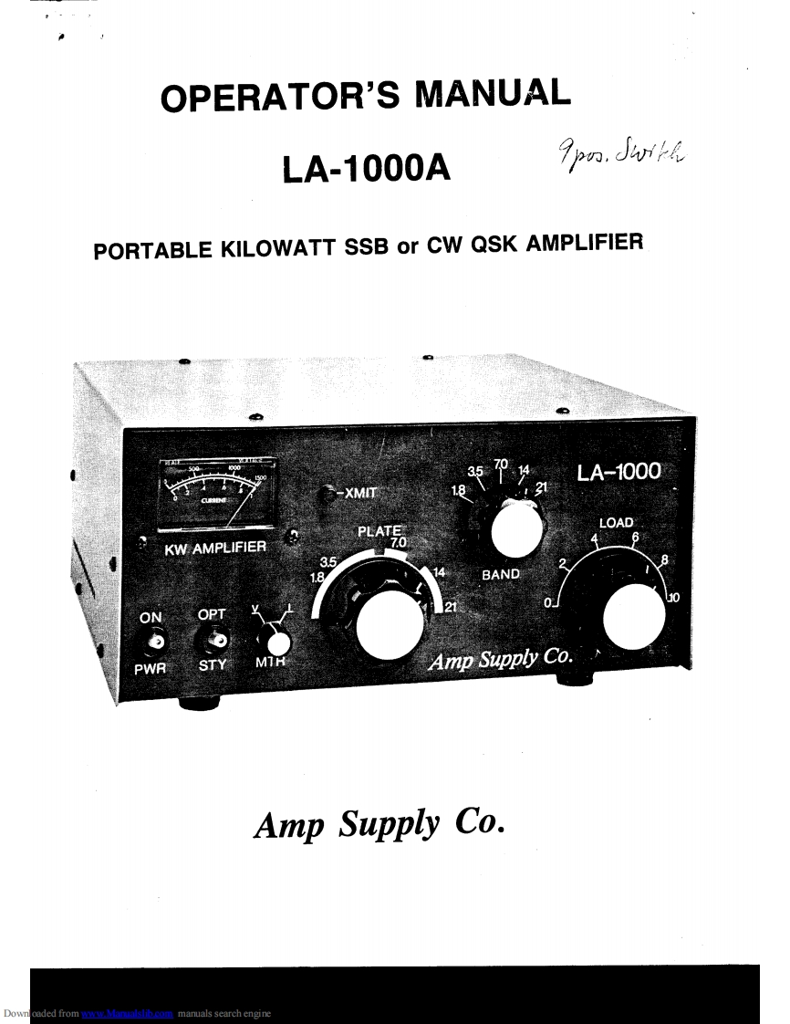 Amp_Supply_LA-1000-A_Manual操作说明书手册