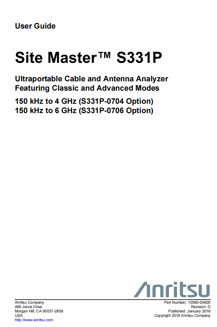 Anritsu_S331P_UG操作说明书手册