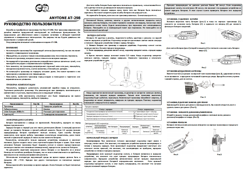AnyTone-AT-298操作说明书手册