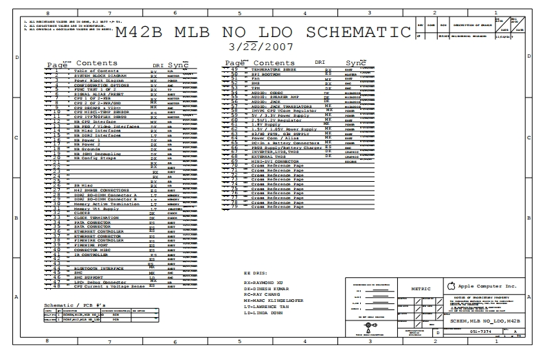 Apple-Macbook-A1181_M42B_MLB_NO_LDO_051-7374_-RevA笔记本电器原理图