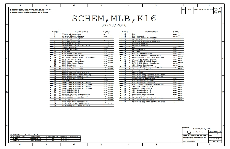 Apple-Macbook-Air-A1369_K16_MLB_051-8467_Rev3.3.0笔记本电器原理图